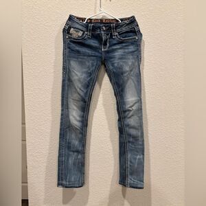 Women’s Rock Revival Cuffed Straight Nancy Western Jeans Pants Size 25 Cowgirl